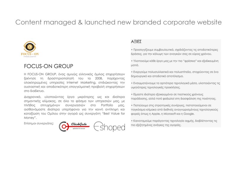 Content managed & launched new branded corporate website